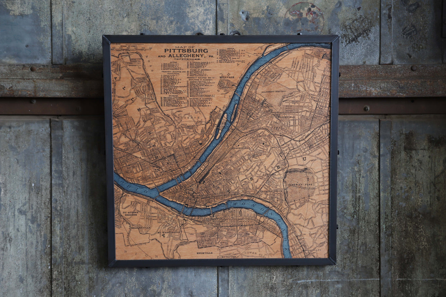 Pittsburgh Map two color 30x30
