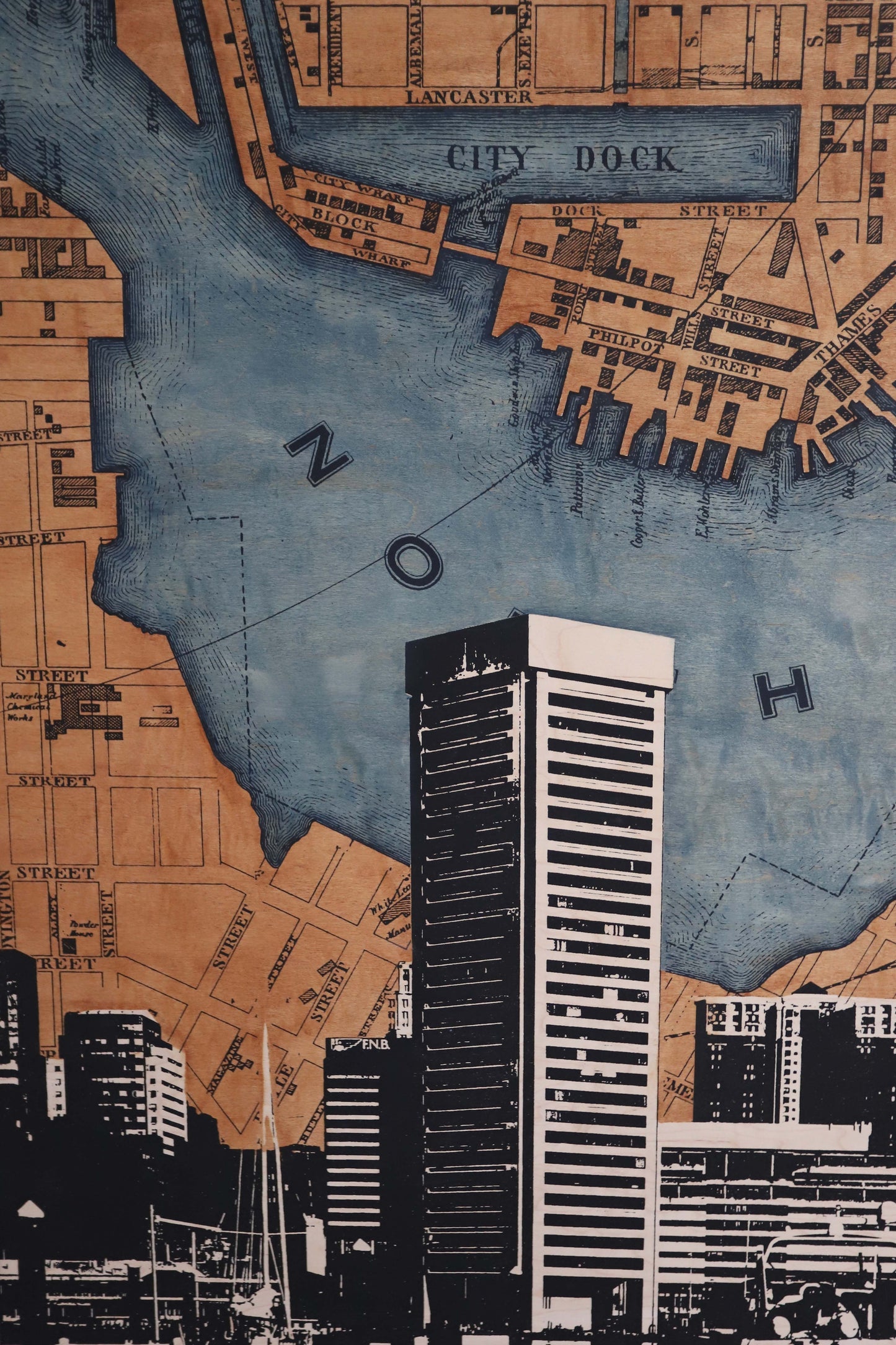 Baltimore City Map Triptych 24x48