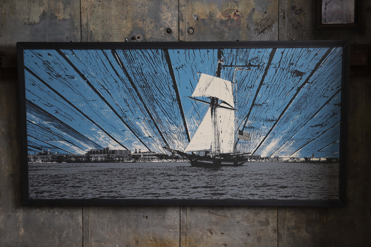 Pride of Baltimore with wood sky 36x72