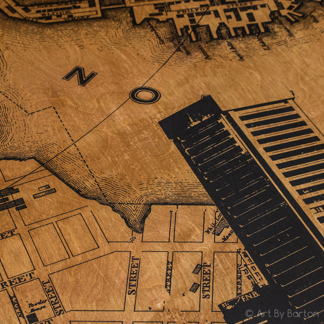 Baltimore City Map Triptych 24x48