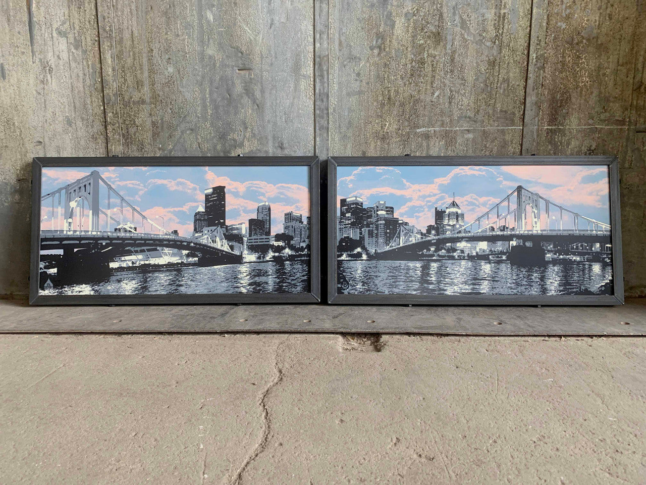 Pittsburgh Skyline Sunset Diptych