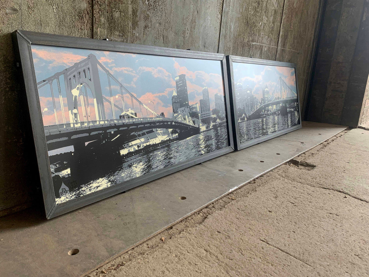 Pittsburgh Skyline Sunset Diptych