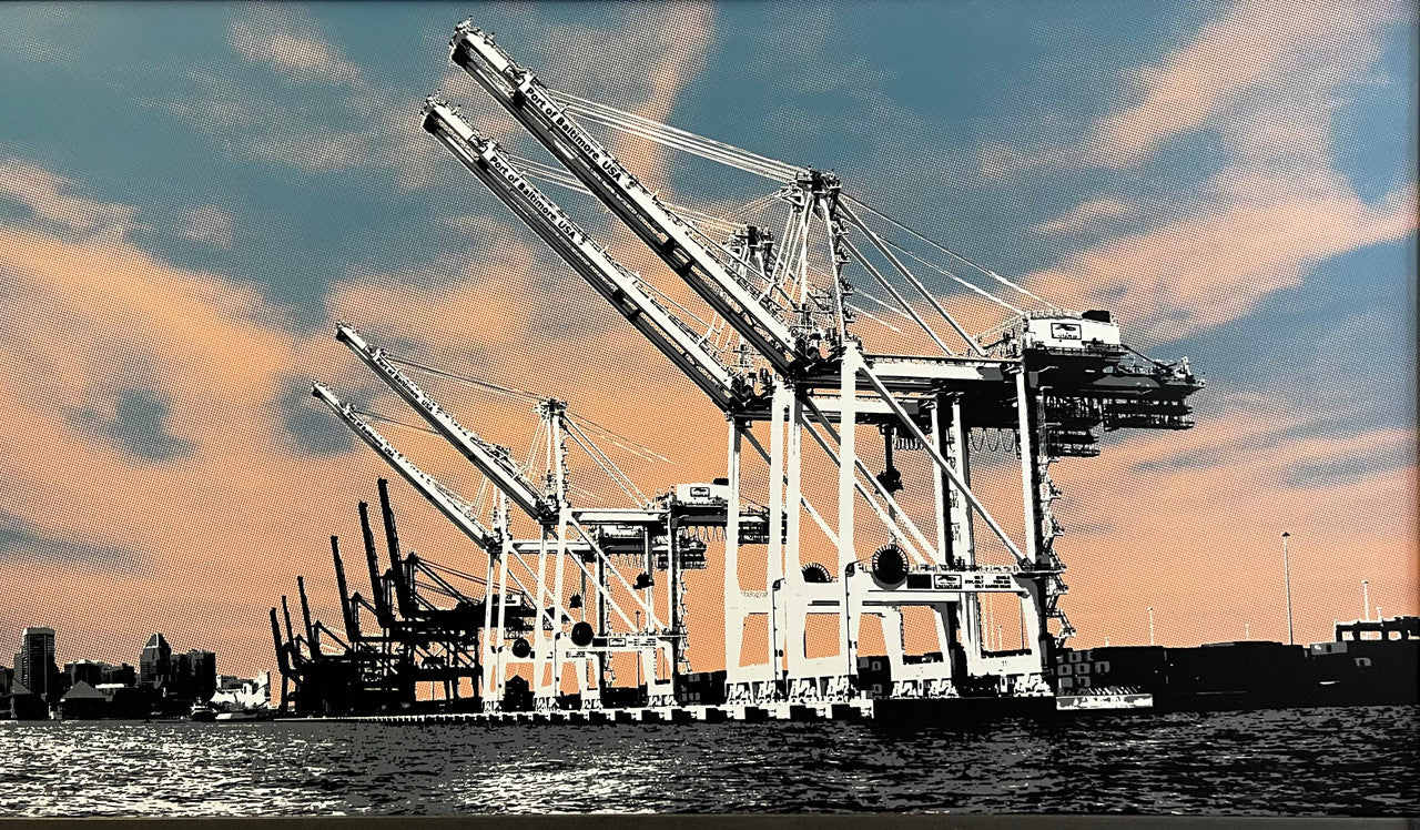 Port Cranes Sunset 24x48