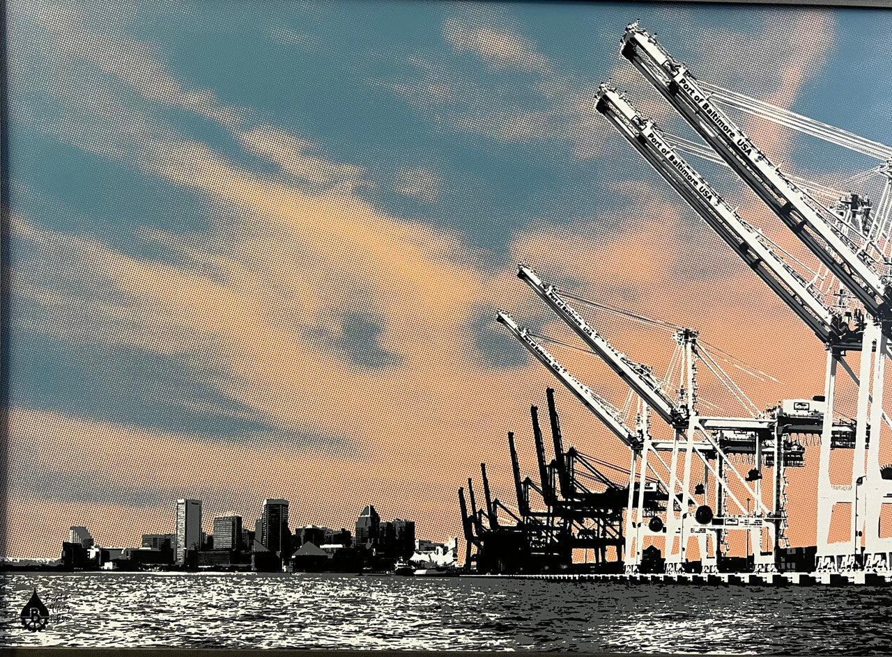 Port Cranes Sunset 24x48