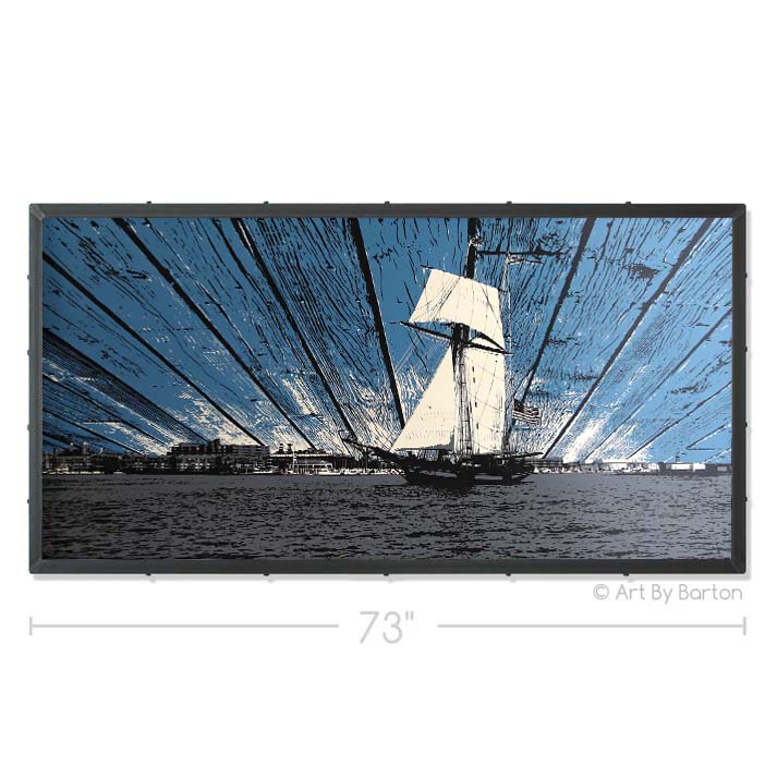 Pride of Baltimore with wood sky 36x72