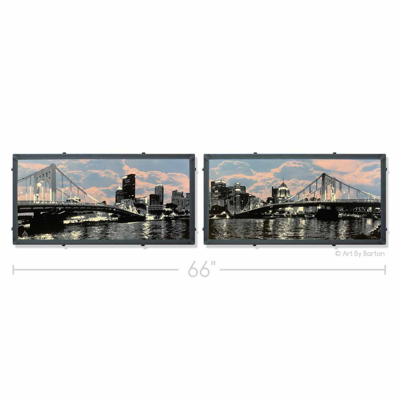 Pittsburgh Skyline Sunset Diptych