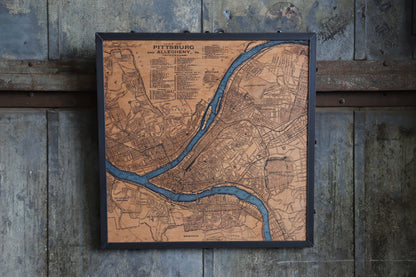Pittsburgh Map two color 30x30