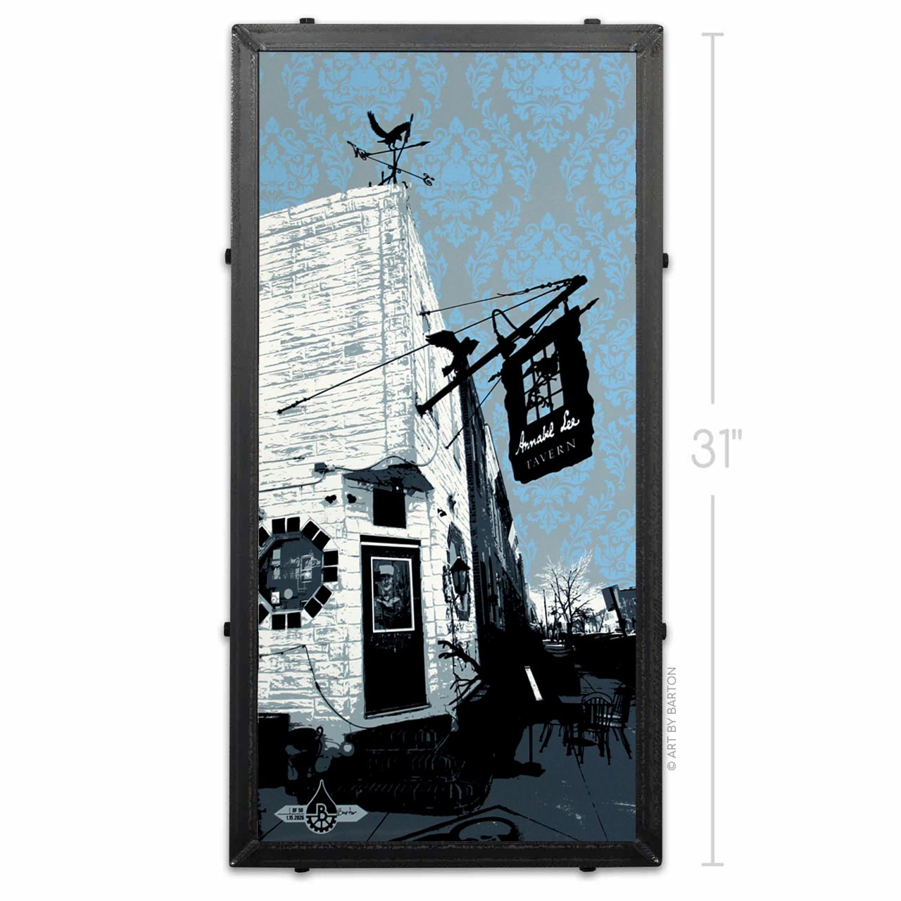Annabel Lee Tavern Blue Damask, Baltimore MD 15x30
