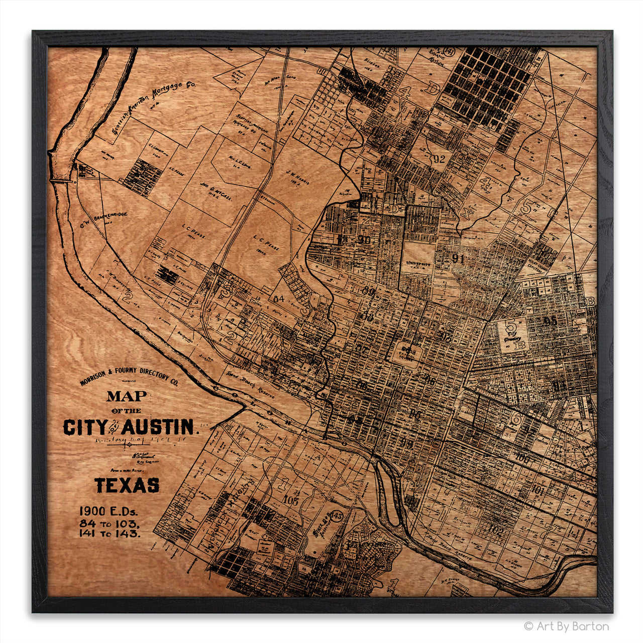 Pin Austin Map Austin, TX Map 24x24 – Art by Barton