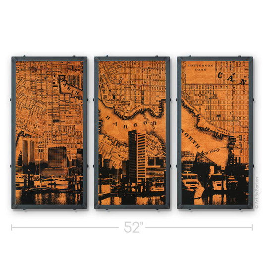 Baltimore City Map Triptych 15x30 ea.