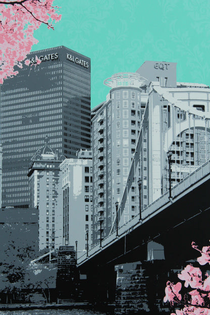 Springtime on the 7th Street Bridge, Pittburgh, PA 15x30