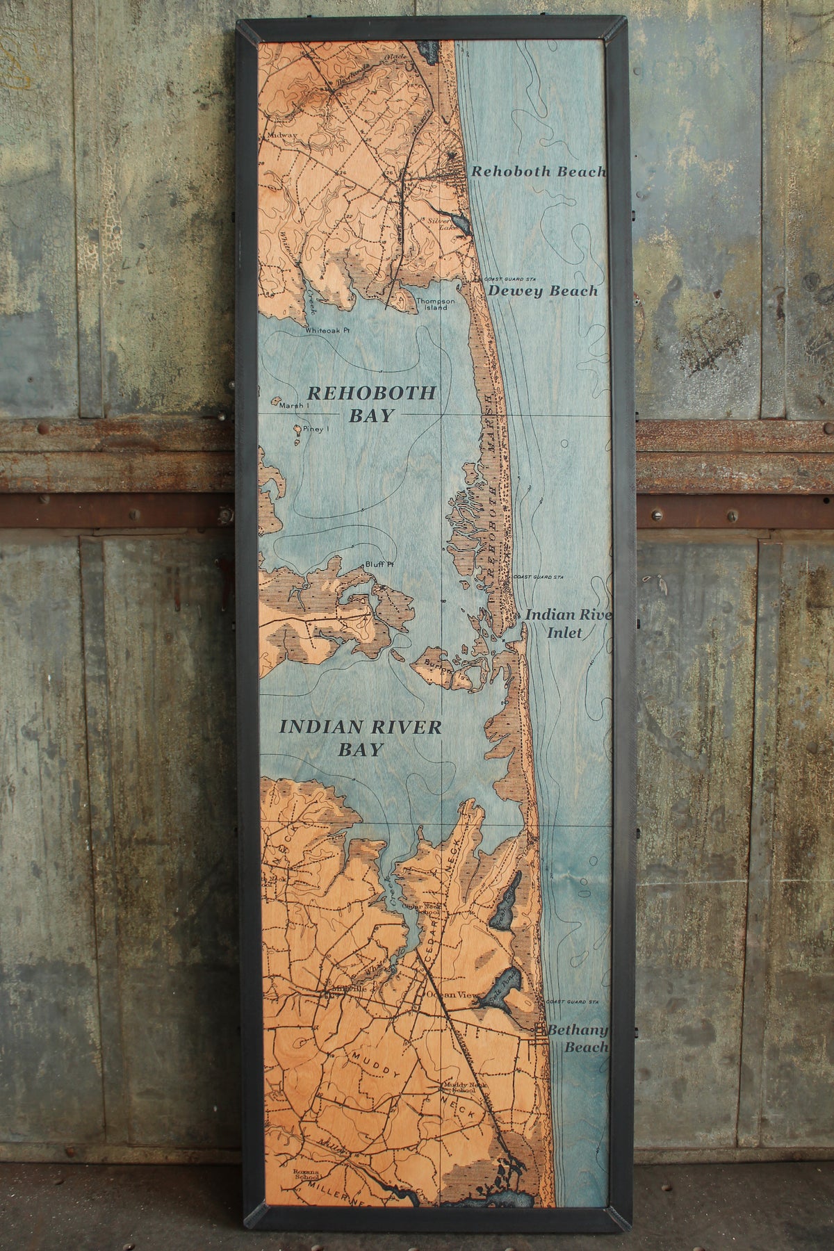 Octagonal Beach Map Coastal Beach Map 24x72 – Art by Barton