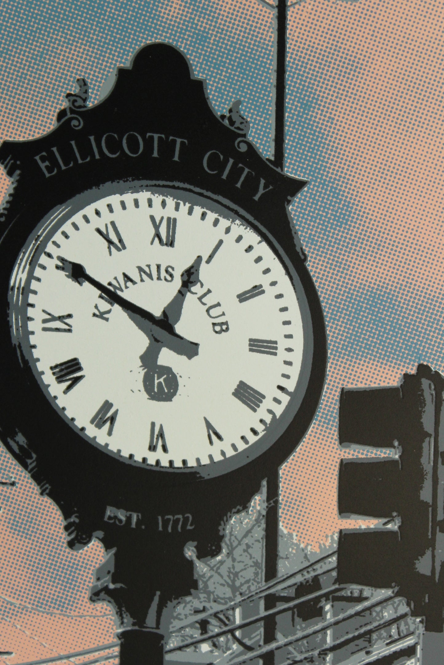 Ellicott City Clock Cotton Candy Sunset, MD 15x30