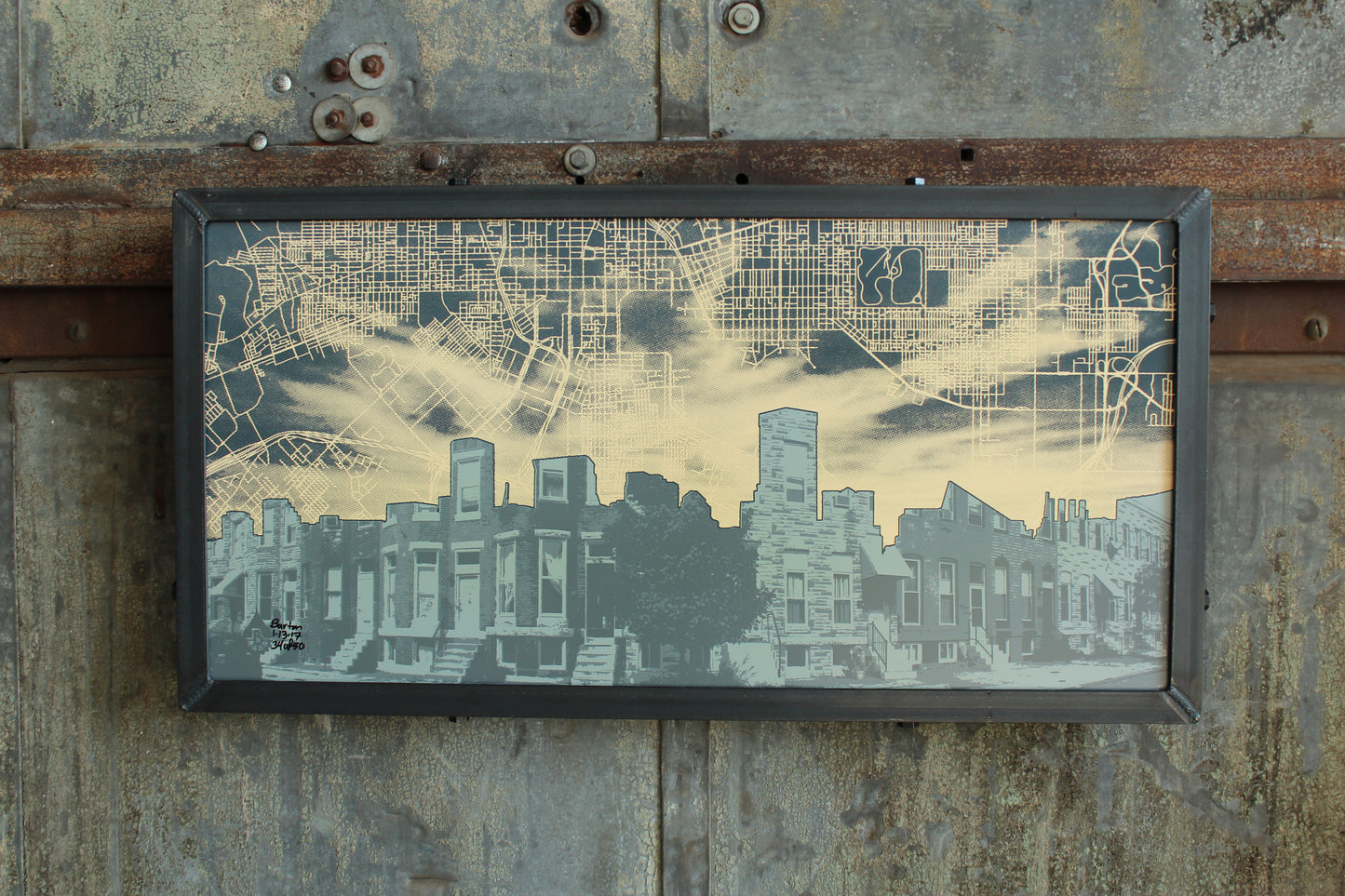 Baltimore Rowhome Skyline Map, Baltimore, MD 15x30
