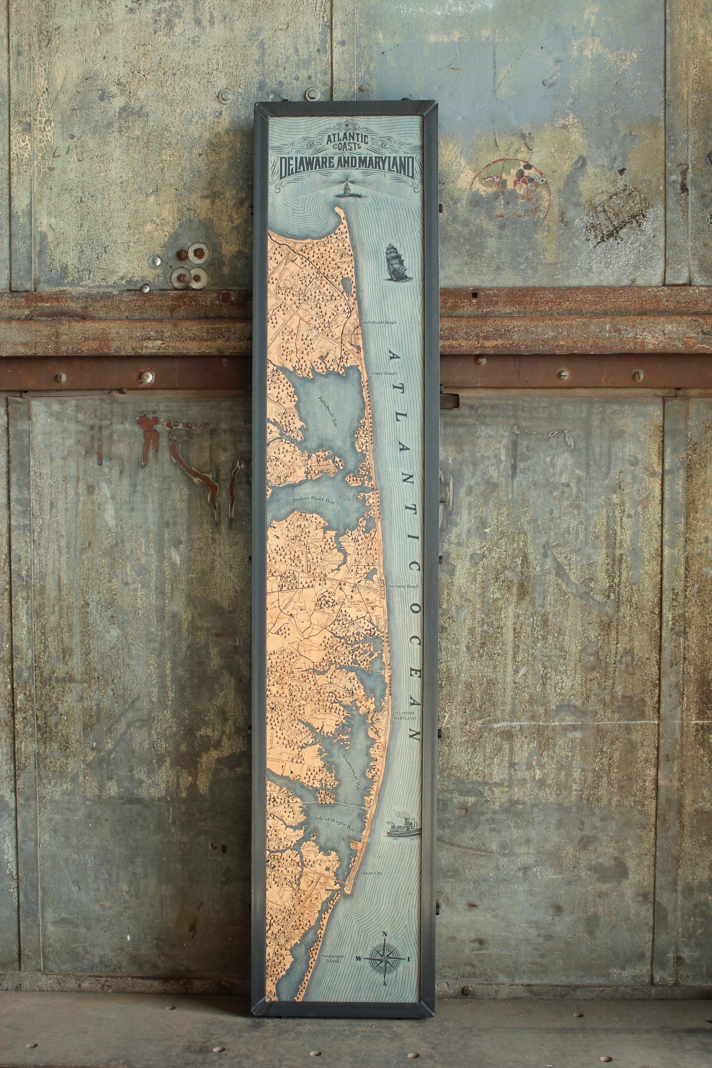 Atlantic Coasts Delaware and Maryland Map 12x60