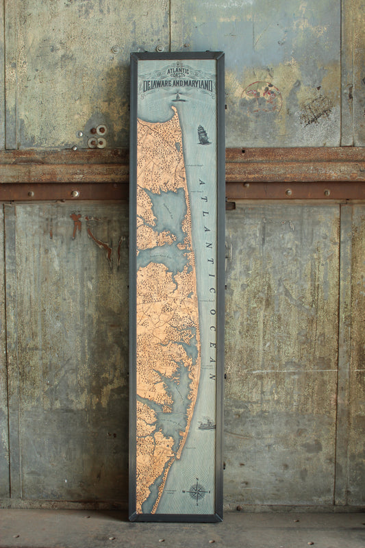 Atlantic Coasts Delaware and Maryland Map 12x60