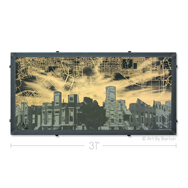 Baltimore Rowhome Skyline Map, Baltimore, MD 15x30