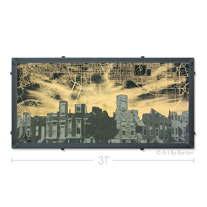 Baltimore Rowhome Skyline Map, Baltimore, MD 15x30