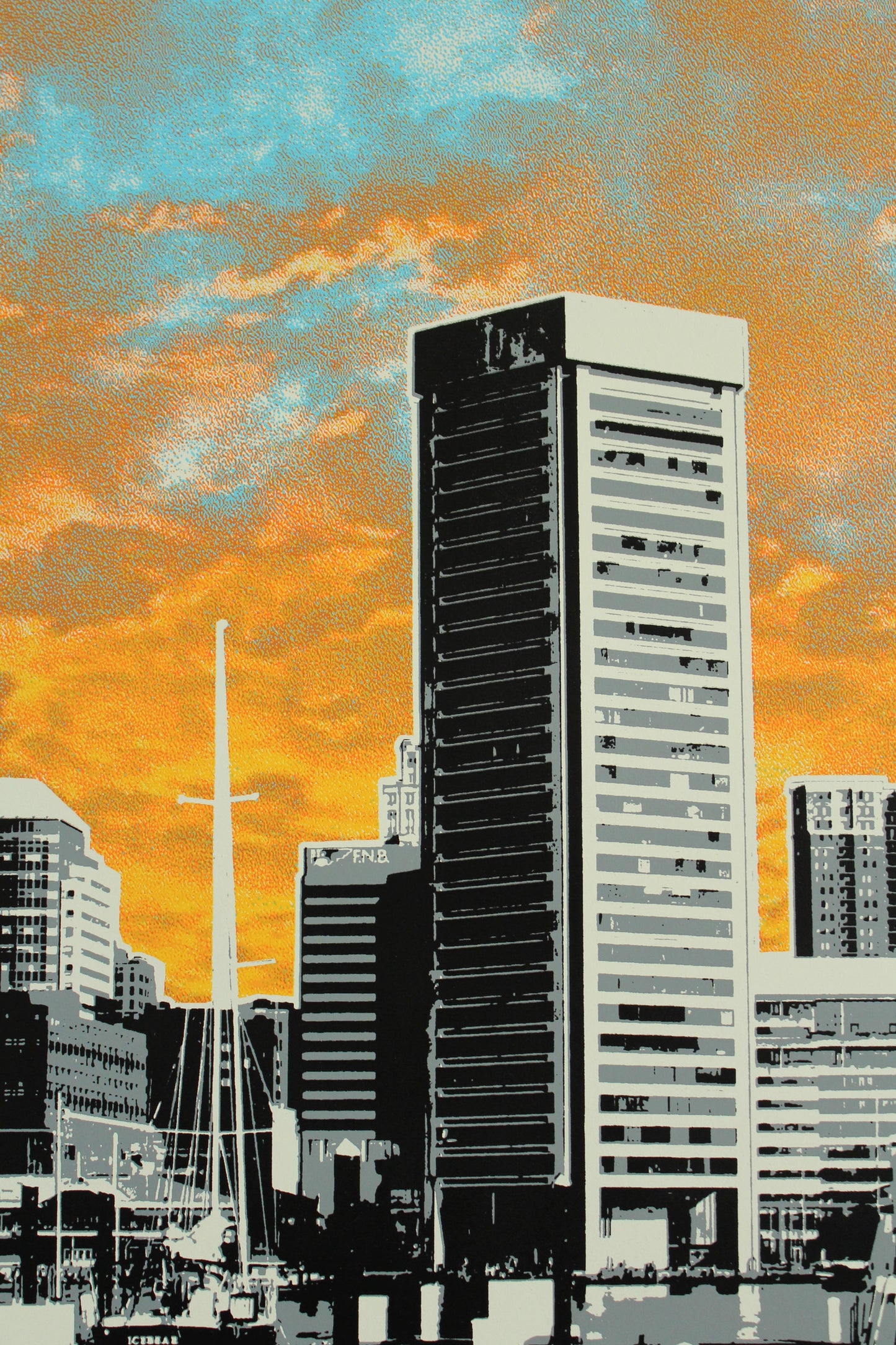 Baltimore Skyline Triptych Sunset, Baltimore, MD 15x30 ea.