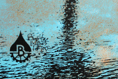 Baltimore Skyline Triptych Sunset, Baltimore, MD 15x30 ea.