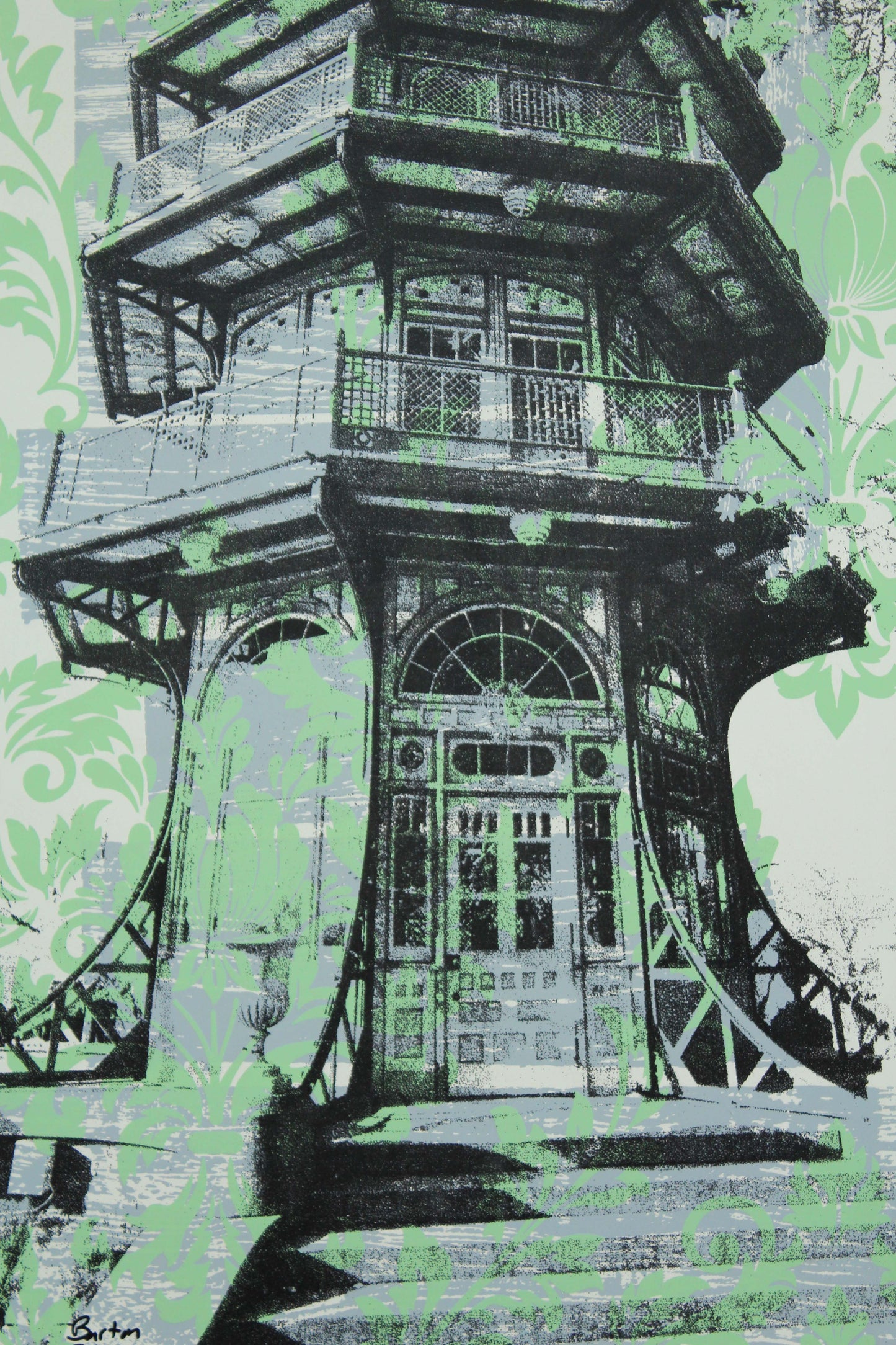 Abstract Damask Pagoda, Baltimore, MD 15x30